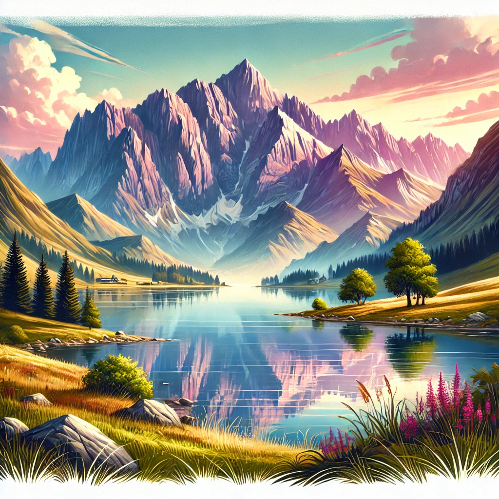 Scenic mountain landscape with a lake